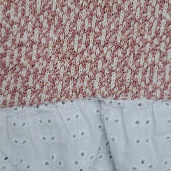 ODDY eyelet trim short sleeve sweater pink medium - Picture 2 of 3